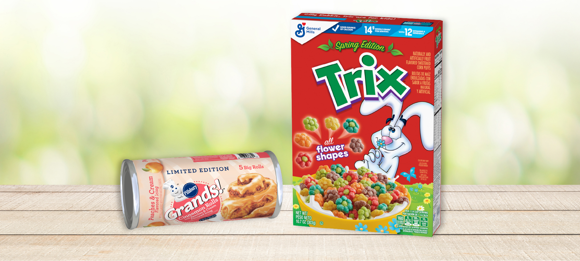 Pillsbury Grands! Cinnamon Rolls with Peaches & Cream Flavored Icing and Spring Edition Trix