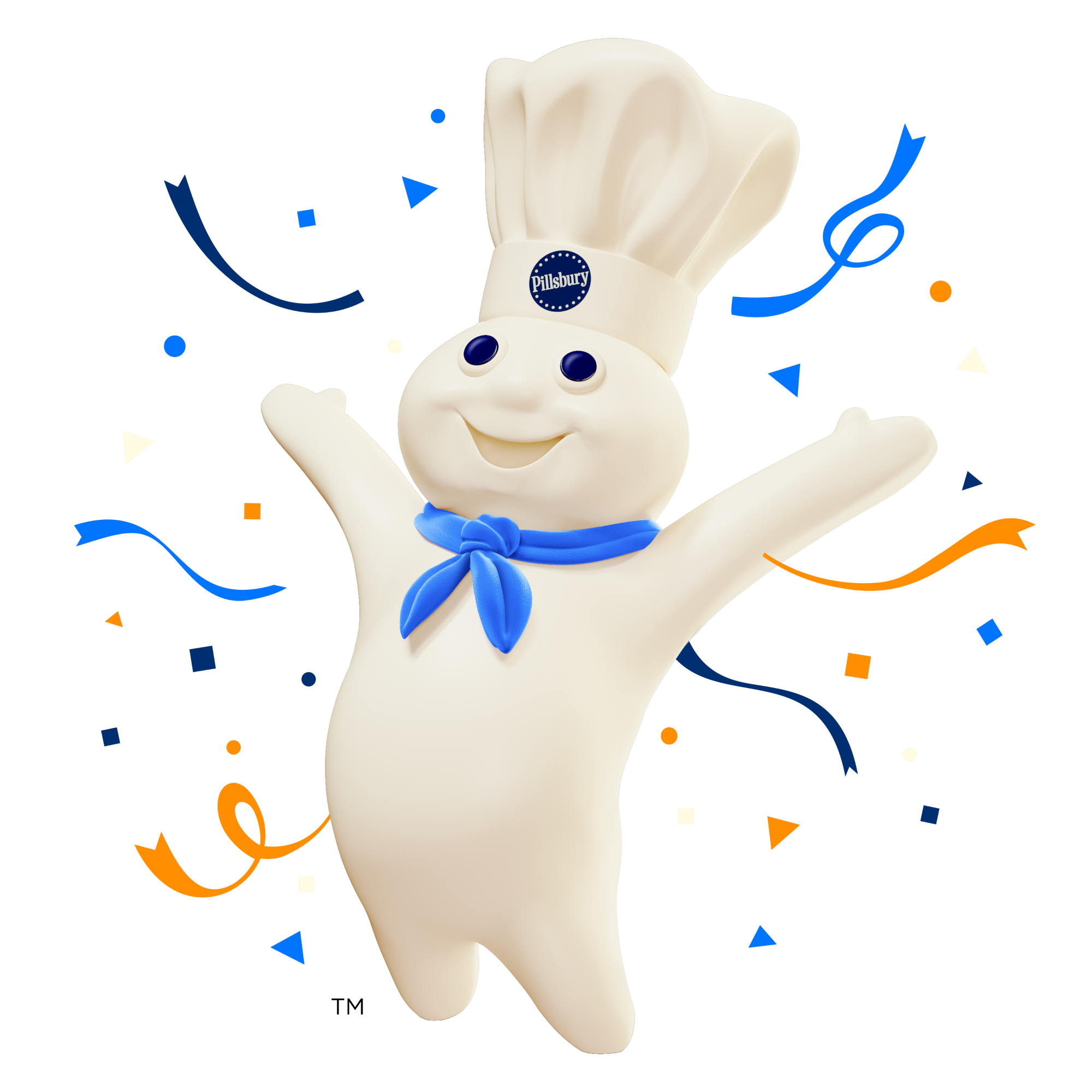 The Doughboy surrounded by confetti